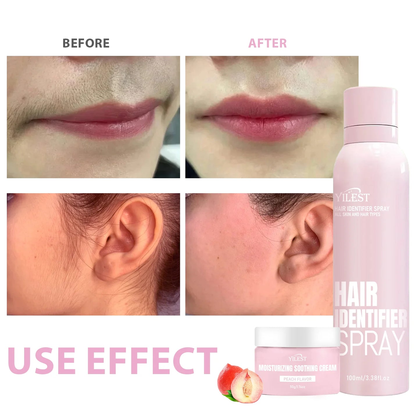 Hair Identifier Spray Hairless Painless Gentle Hair Growth Inhibitor for Shaving with Razor Face Hair Removal Dermaplaning Spray