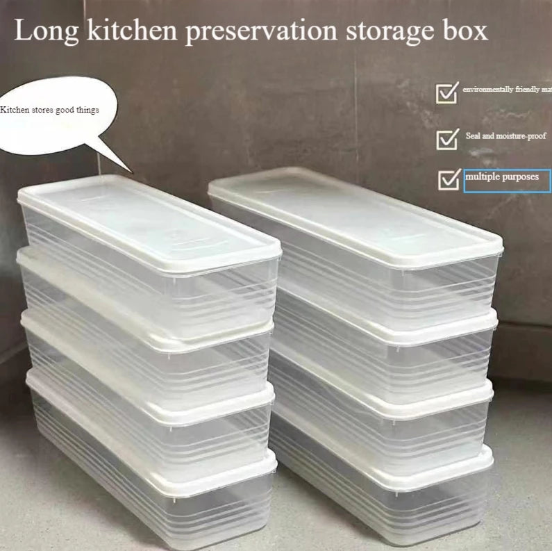 Long Rectangular Food Storage Containers, Plastic Reusable Refrigerator Organizer Boxes Kitchen Accessories