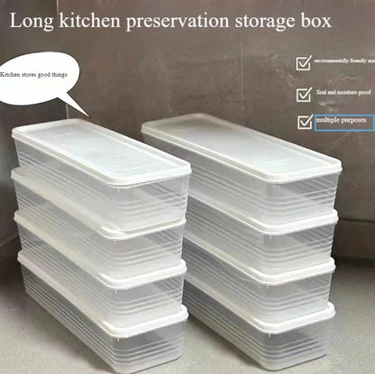 Long Rectangular Food Storage Containers, Plastic Reusable Refrigerator Organizer Boxes Kitchen Accessories