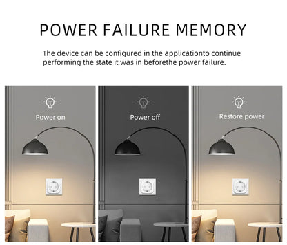 16A/20A EU Smart Plug Power Outlet Matter Smart WiFi Socket Mini Smart Plug for HomeKit SmartThings Works with Siri Alexa