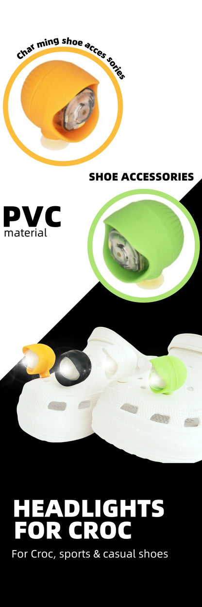2PCS Outdoor Camping Crocs Headlight Upgrade Rechargeable Adult Children's Shoes Charm Decoration