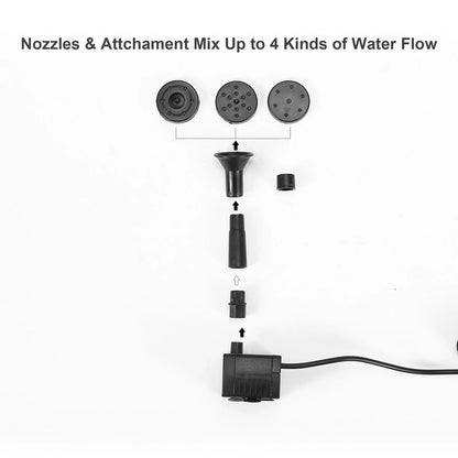 2.5W Solar Fountain Pump 4 Nozzles DIY Submersible Water Pump Wall-mounted Fountain Pump for Fish Tank Garden Pool Aquarium