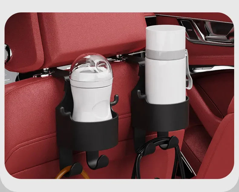 2Pcs Car Seat Headrest Hook Hanger Storage Organizer Universal with Cup Holder for Handbag Fit Universal Vehicle Car Accessories