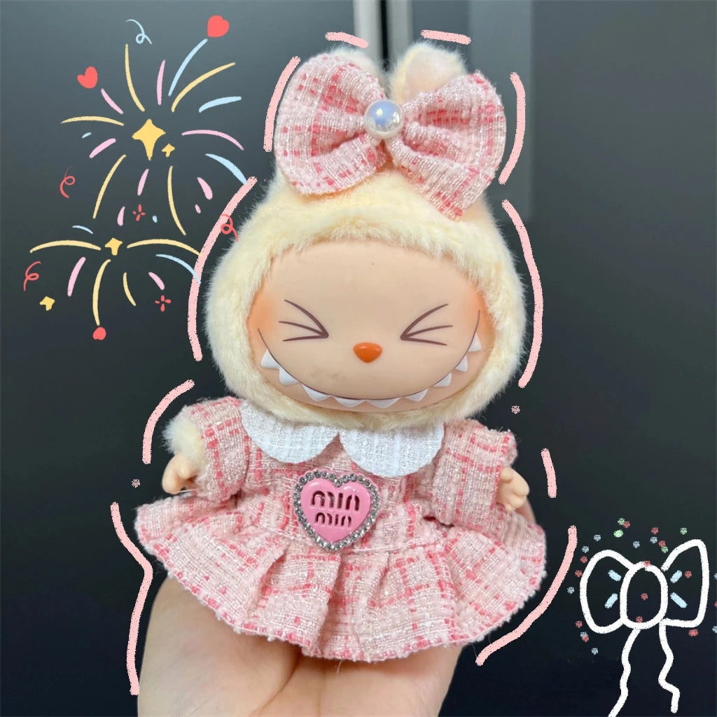Labubu Clothes Cute Outfit Shirt Set Labubu Designer British Style Clothes Accessories Toy DIY Gifts for 15-17cm Doll