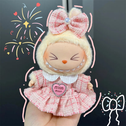 Labubu Clothes Cute Outfit Shirt Set Labubu Designer British Style Clothes Accessories Toy DIY Gifts for 15-17cm Doll