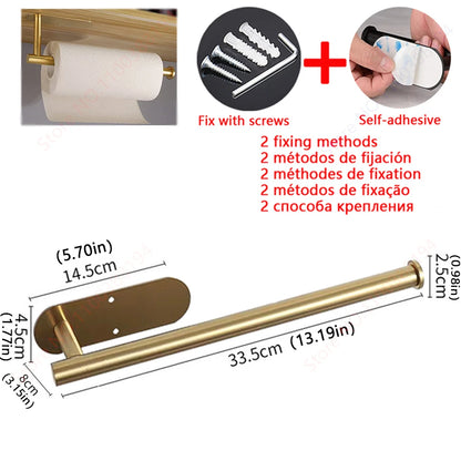 Adhesive Bathroom Hardware Accessories Towel Rack Toilet Paper Dispenser Holder Wall Coat Hooks Towel Rail Ring Roll Hanger Set