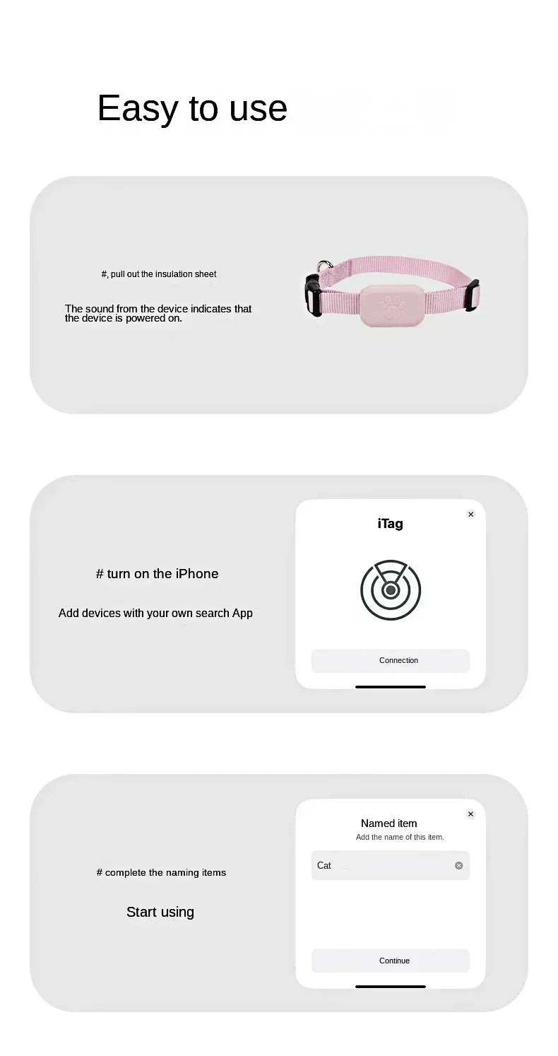 Pet Bluetooth GPS Tracker Dog Mini Tracking Movement Alert Collars Anti Lost Tracker for Cats and Puppies Remote Global Locator