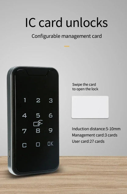 Home  Screen Cabinet Lock Digital Electronic Password Aluminum Sliding Door Security Bar Anti-theft Card Keypad Keyless Bolt