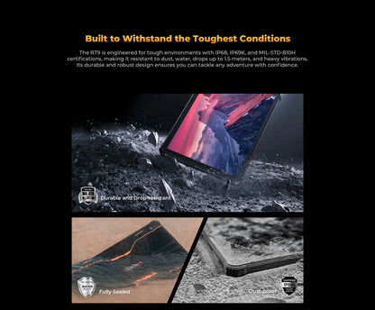 Oukitel RT9 4G Rugged Tablet 10.1" HD Display 24GB RAM 256GB Waterproof Tablet 11000mAh Battery Android 14.0 Tablet PC