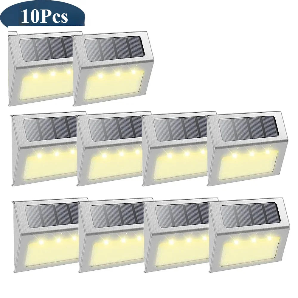 3LED Step Light Stainless Steel Solar Fence Lights Waterproof Outdoor LED Wall Lamps Deck Lights For Stair Garden Fence Patio