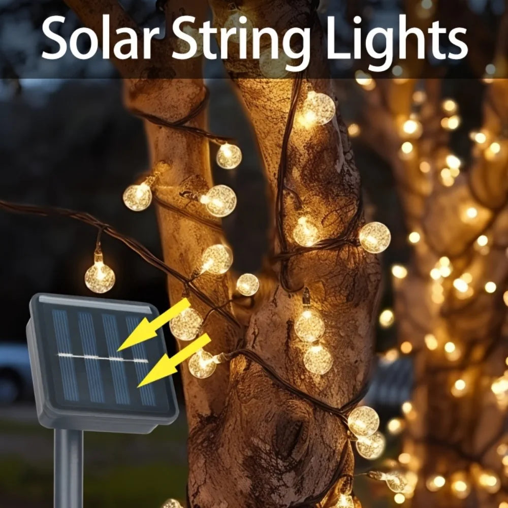 Solar Light String 200LED/100LED/20LED Solar Crystal Light String for Garden, Courtyard, Christmas Festival and Party Decoration