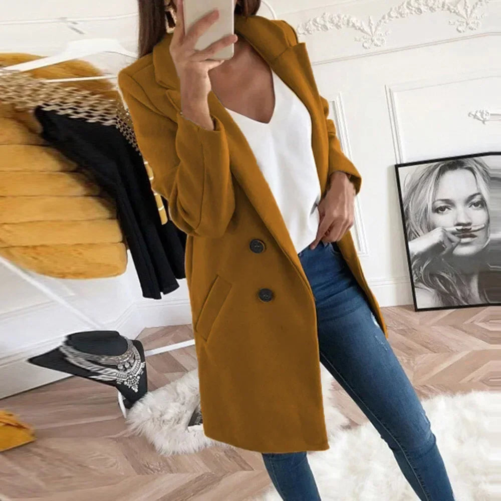 New Plus Size 4XL 5XL Women's Autumn Coat Woollen Blends Overcoats 2025 Winter Long Sleeve Casual Oversize Outwear Jackets Coat