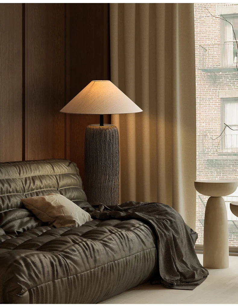 Ceramic floor lamp Wabi Sabi Style fabric lamp shade japanese floor lamp for Living Room Salon Corner Sofa Lounge Standing Light
