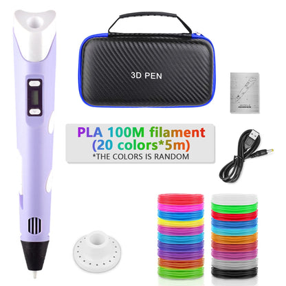 2023 Handwork 3D Pen 3d Printing Pen DIY Drawing Pens PLA Filament Birthday Christmas Gift For Kids Children with Power Adapter