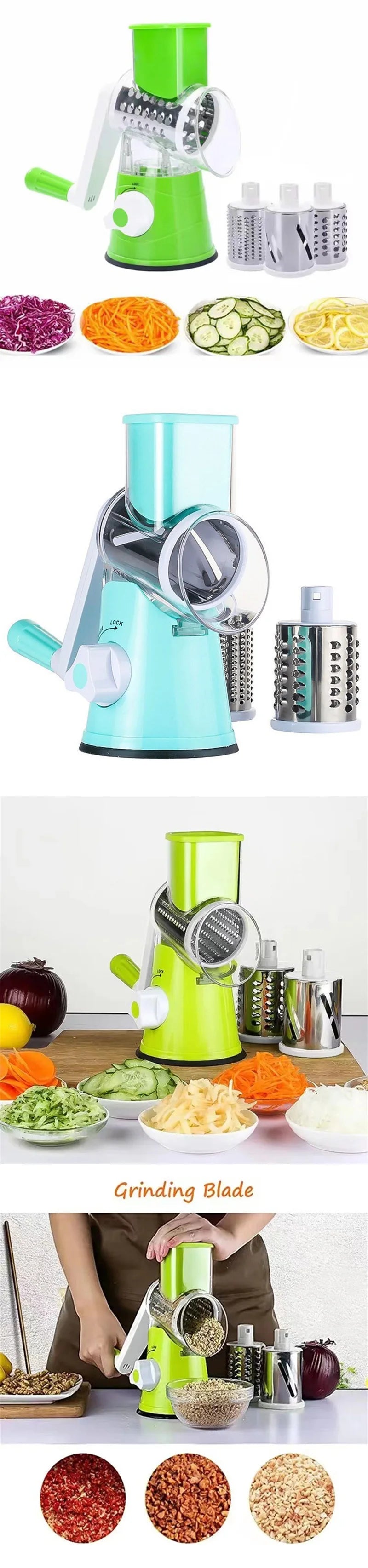 Vegetable Slicer Manual Kitchen Accessories Vegetable Chopper 3 in 1 Round Grater Cutter Potato Spiralizer Home Kitchen Gadgets