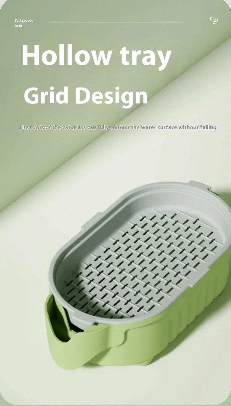 Hydroponic Natural Cat Grass Growing Kit-Organic Wheat Grass Seeds For Digestive Health & Hairball Control,With Potting Soil Set