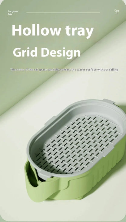 Hydroponic Natural Cat Grass Growing Kit-Organic Wheat Grass Seeds For Digestive Health & Hairball Control,With Potting Soil Set