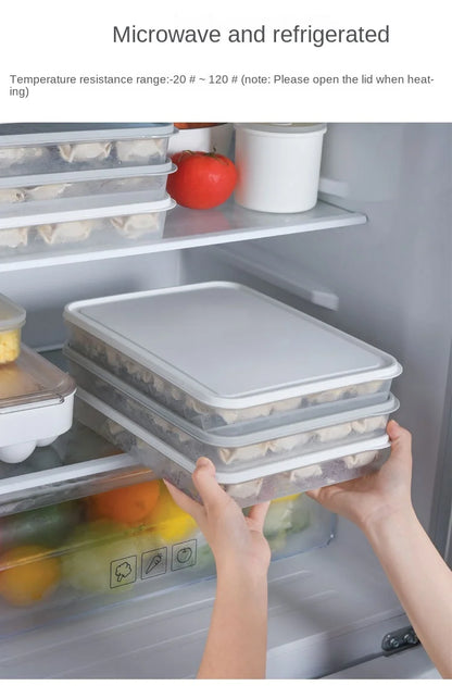 Food Storage Box, Fruit Egg Organizer, Refrigerator Fresh Keep Organizer, Kitchen Leak Proof Dumpling Storage Box
