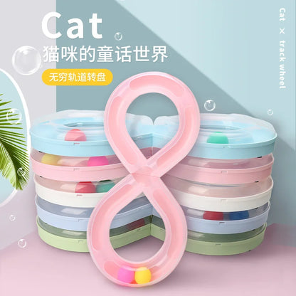 Interactive Cat Toy with S-Shaped Roller Circuit – Rotating Running Balls, Tunnel Design & Turntable Track for Kittens – Fun Pet