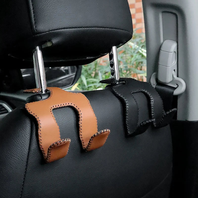 Universal Leather And Metal Car Seat Back Hooks Vehicle Multifunctional High load-bearing storage hook Auto Interior Accessories
