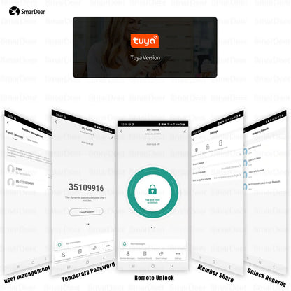 SmarDeer smart Lock with Sliding glass door Fingerprint Lock for Tuya Smart Home Aluminum Glass Door Electronic Lock