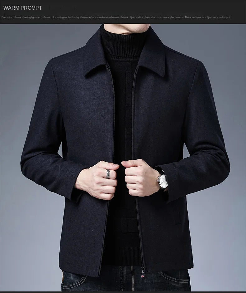 High Quality New Brand Casual Fashion Lapel Autumn Winter Mens Coat 2025 Men Clothing Fashion Jacket Solid Classic Windbreaker