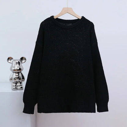Women O-neck Long Sleeve Knitted Sweaters Autumn Winter Loose Knit Pullovers Lazy Style Oversized Sweaters Christmas Clothes