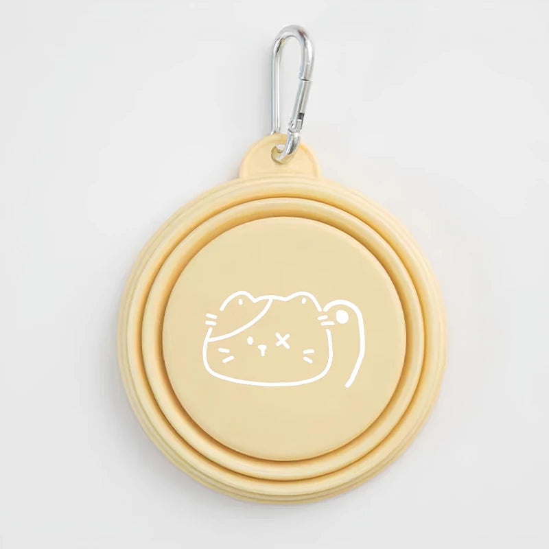 350/650ml Collapsible Pet Travel Bowl Leakproof Silicone Dog & Cat Food Water Dish Portable Outdoor Feeder with Carabiner Clip