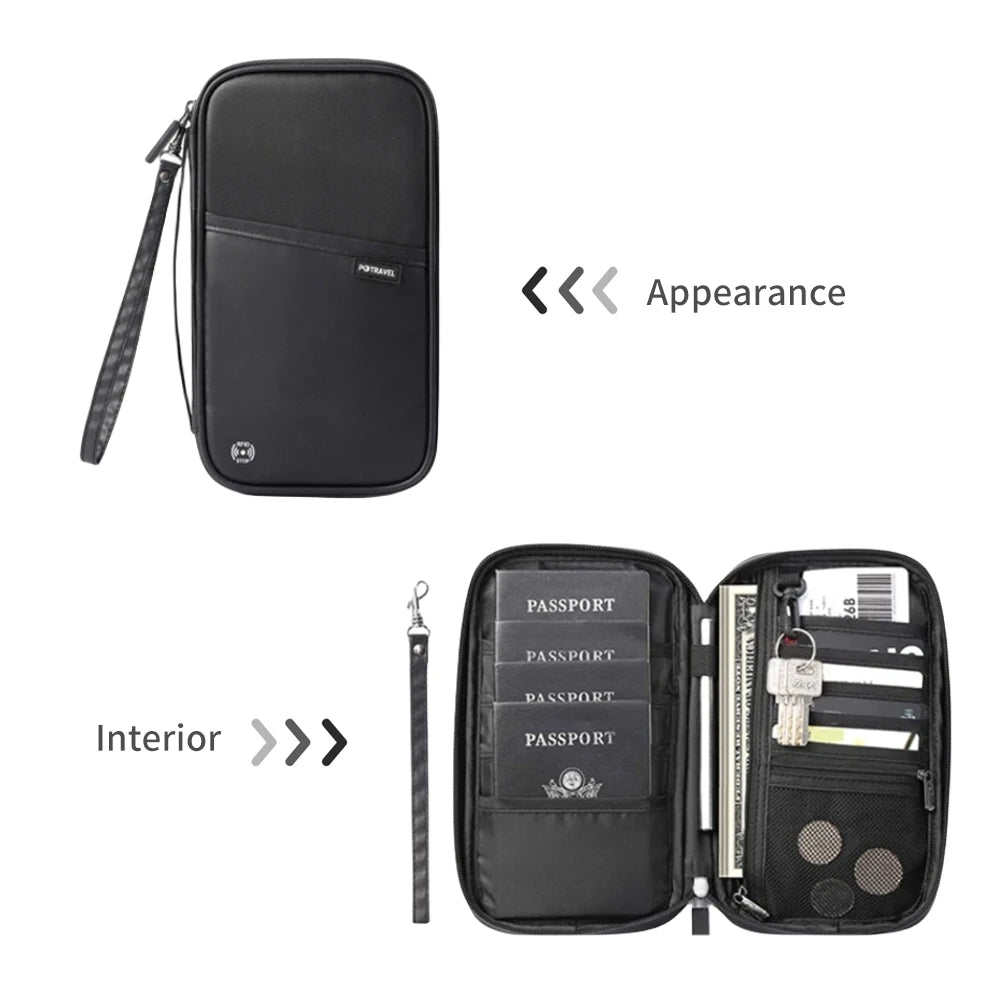 RFID Blocking Passport Wallet Family Passport Holder Multi Functional Document Case Organizer Travel accessories Document Bag