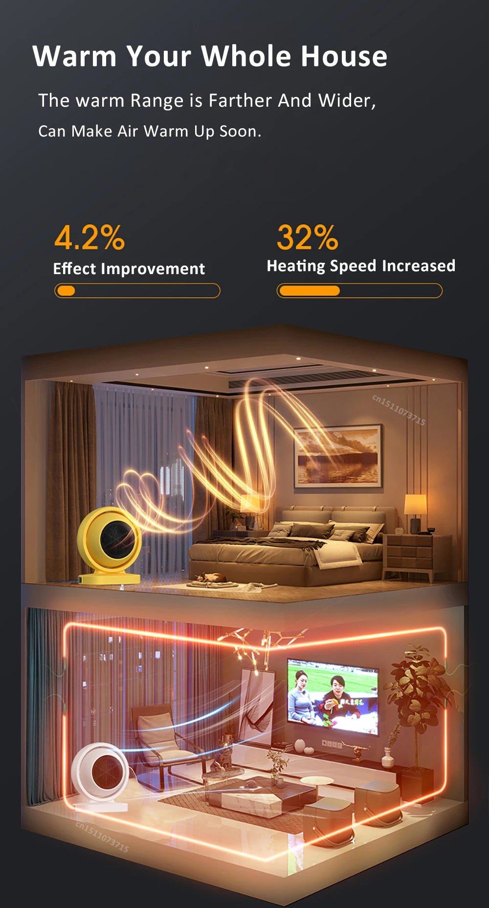 Hot Air Blower Electric Heater Heating Fans Mini PTC Fan Heater Bathroom Fan Heaters Portable Smart Fan Heater for Bathroom Home