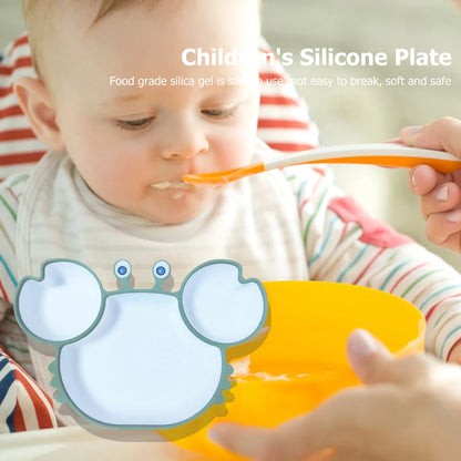 Baby Bowls Plates Spoons Silicone Suction Feeding Food Tableware BPA Free Non-Slip Baby Dishes Crab Food Feeding Bowl for Kids