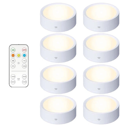 Smart Remote Control Cabinet Light Battery Powered Night Light Dimmable Warm/White Light Kitchen Light Closet Aisle Stairs Light