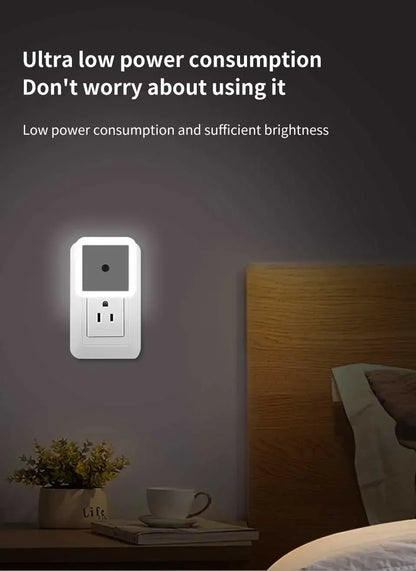 LED Night Light Smart Light Sensor Wall Lamp US EU Plug in Auto-On/Off Night Lamp for Bedroom Kitchen Hallway Stairs Nightlight