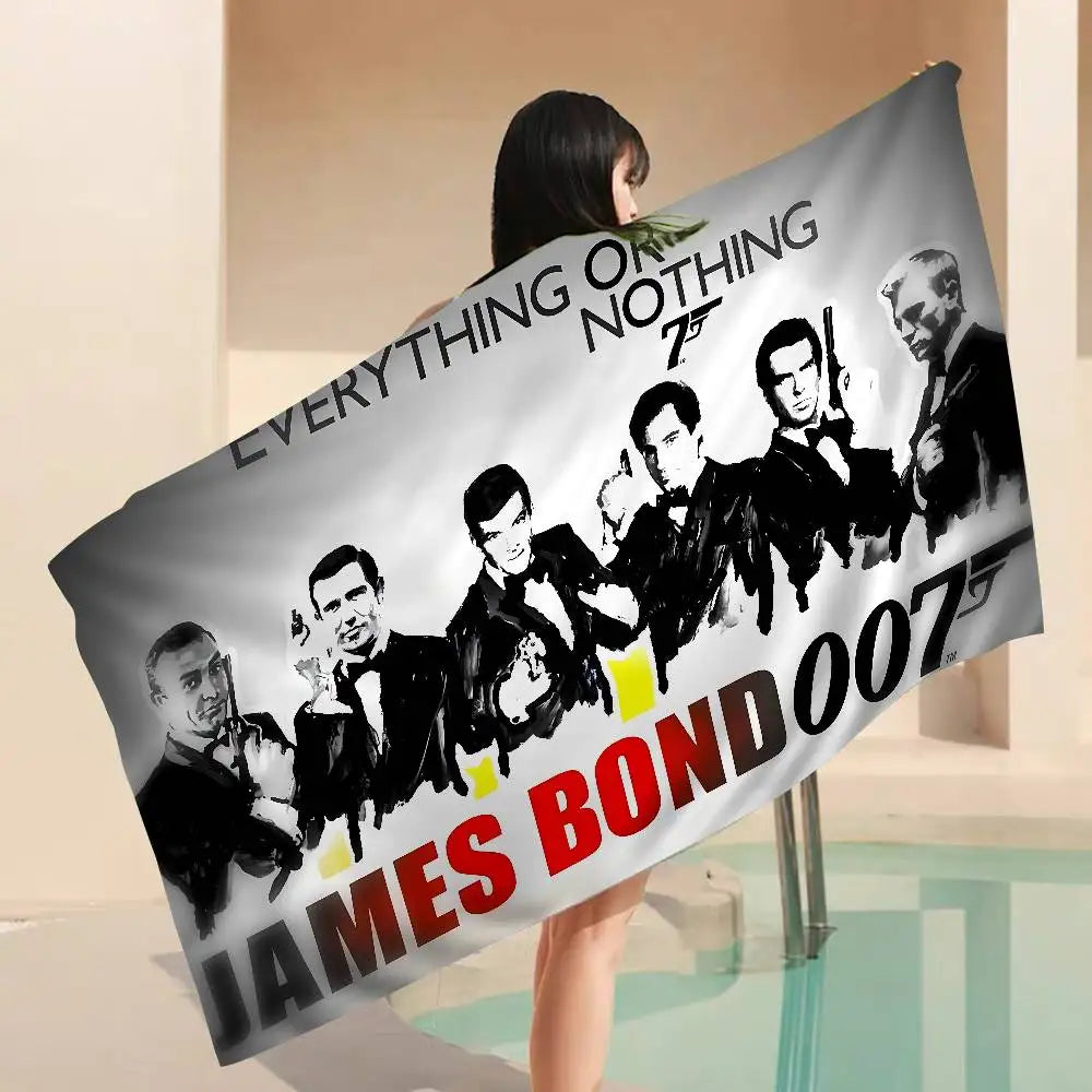 British Legend J-James B-Bond 007 Cartoon Beach Towel Cute Kawaii Room Decor Bath Girls Children Hand Towels For Bathroom Shower