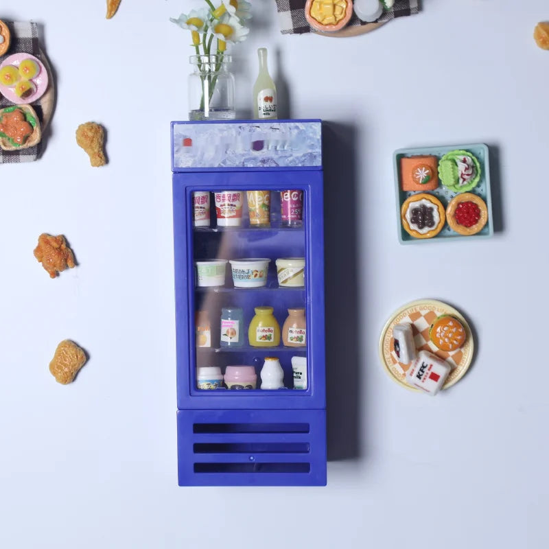 3d Fridge Magnets Miniature Fridge Shelfs Freezer Magnetic Refrigerator Sticker With Food Toys Home Decore Dollhouse Models