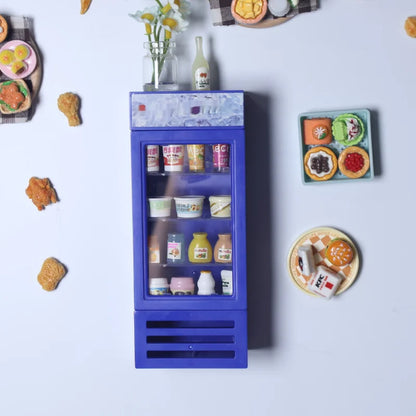 3d Fridge Magnets Miniature Fridge Shelfs Freezer Magnetic Refrigerator Sticker With Food Toys Home Decore Dollhouse Models