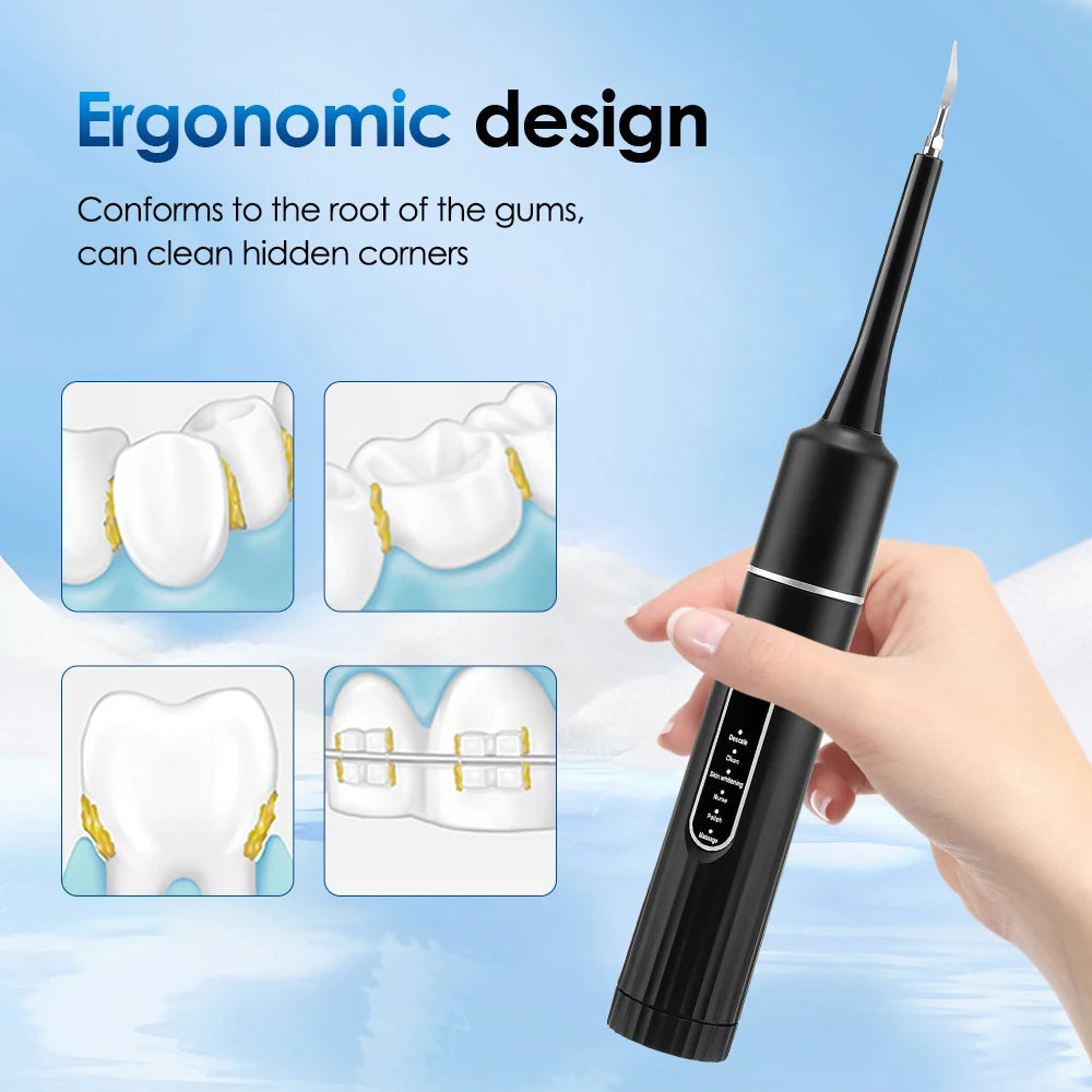 Electric Teeth Cleaner Remove Tartar Plaque Calculus and Tooth Stains Dental Teeth Whitening Kits With 6 Toothbrush Heads Home