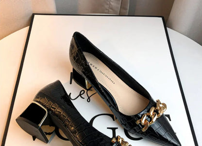 Office Shoes For Women 2024 Ladies Summer Footwear With Medium Heels Pointed Toe Luxury Leather Casual Comfortable And Elegant A