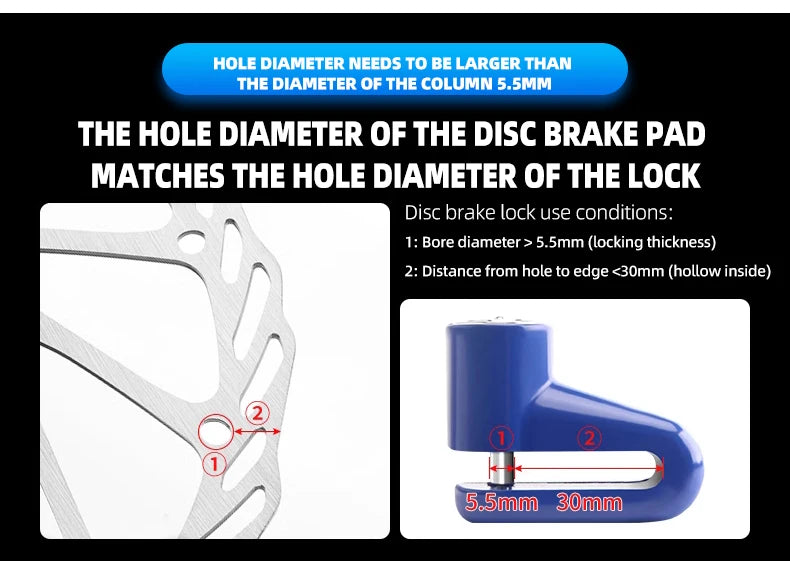 Motorcycle Lock Security Anti Theft Bicycle Motorbike Motorcycle Disc Brake Lock Theft Protection for Scooter Safety Bike Lock