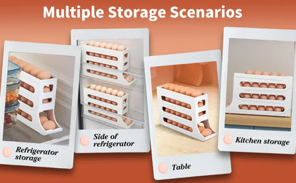 Egg Holder for Fridge, Egg Dispenser Auto Rolling Egg Tray Storage and Organizer, Space-Saving Egg Roller for Refrigerator