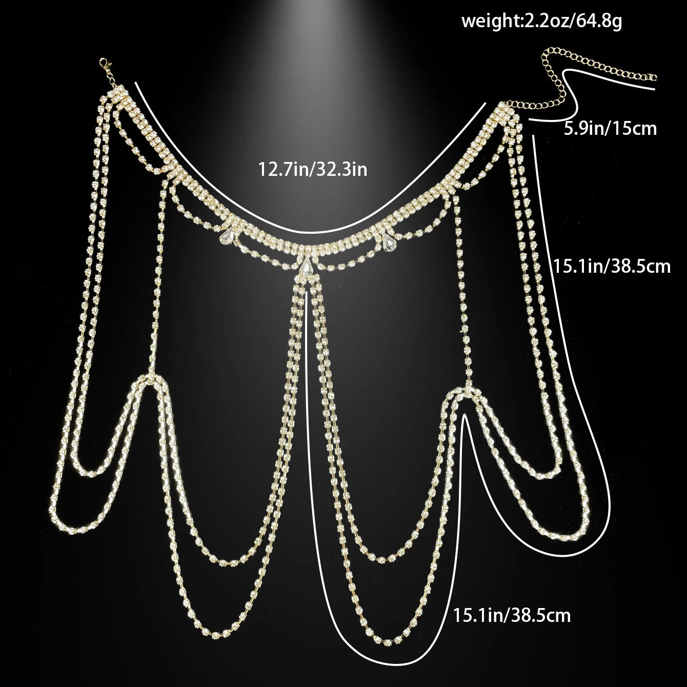 Light luxury dress accessories, tassel shoulder chain, fashionable and versatile body chain, niche high-end sense, temperament a