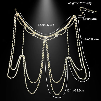 Light luxury dress accessories, tassel shoulder chain, fashionable and versatile body chain, niche high-end sense, temperament a