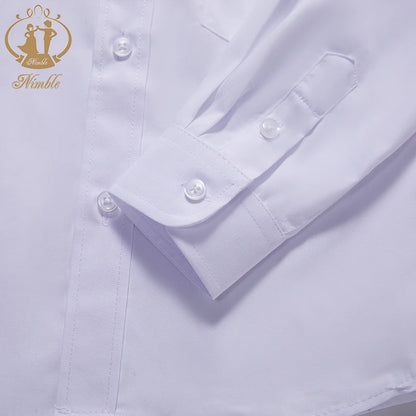Baby white shirt 2025 Spring Autumn New Formal Long Sleeve blouse for Boys Turn Down Collar Blouse Coat Teenage Tops 3M-7 Years