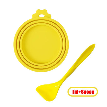 Reusable Pet Food Can Cover and Spoon Portable Dogs Cat Storage Tin Cap Lid Seal Cover Health Pet Supplies Pet Silicone Lids Can