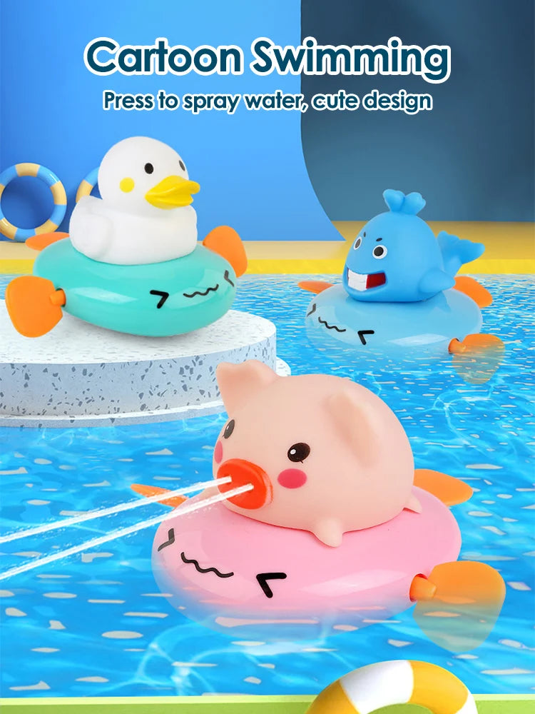 Baby Bath Toy, Bathing Cute Ducks, piglets cows Swimming Water Spraying Clouds Shower Bath Toy For Kids Water Playing Toy