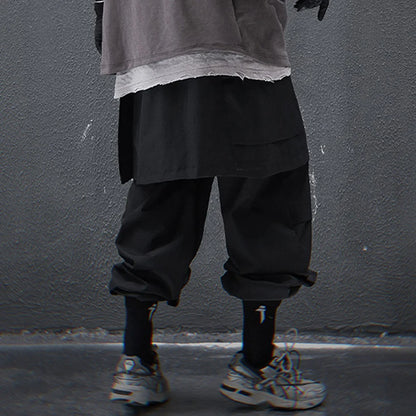 Techwear Tactical Skirt Pants Men's Fashion Streetwear Baggy Cargo Pants Joggers Black Loose Sweatpants