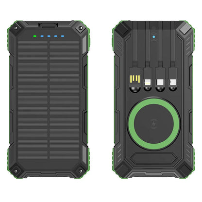 Portable Solar Power Bank Pd22.5W Fast Charging 20000Mah Large Capacity, Wireless Fast Charging and Comes with 4 USB Cable Mobile Power Supply, with Strong Light Led Light, Solar Power Bank Fast Rechargeable Battery