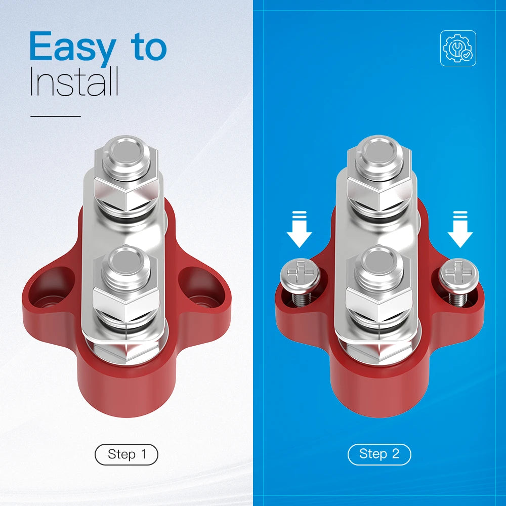 Bus Bar 12V 200A Battery Power Distribution Block 5/16" Dual Studs Terminal Block Busbar Junction Block for Auto Car Marine Boat