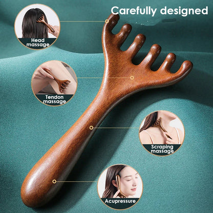 Handheld Scalp Massager Six-Claw Head Meridian Massage Comb Anti-static Gua Sha Tool Scratcher Spa Promote Blood Circulation