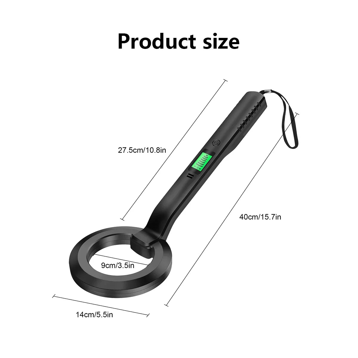 High Sensitivity Handheld Metal Detector with Alarm & Pinpoint Coil for Security/Industrial/Treasure Hunting